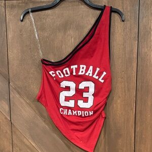 Red Asymmetrical Football Champion Tank Top